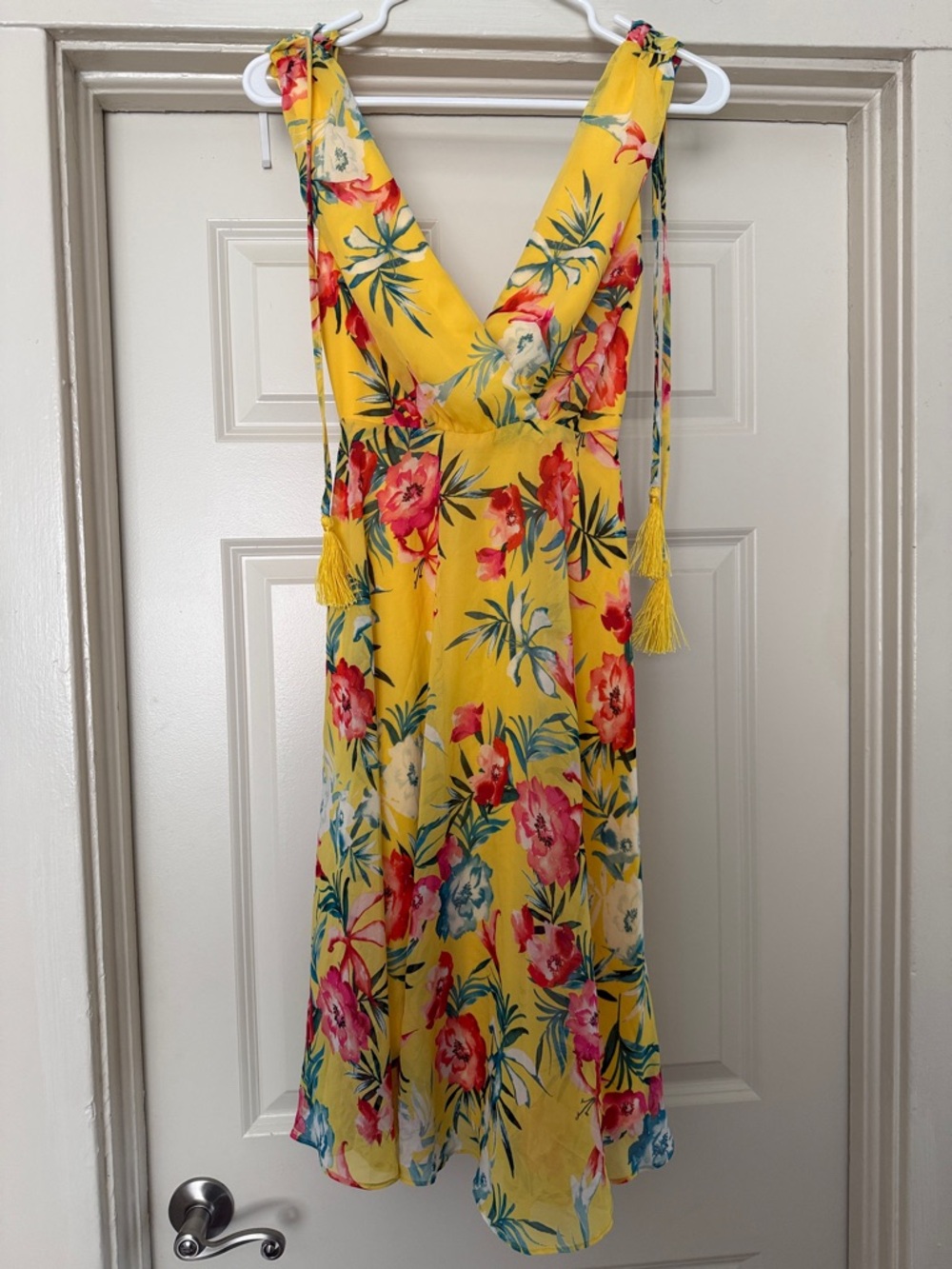 NWT Lulus Tropic Wonder Yellow Floral Print Midi Dress Size XS